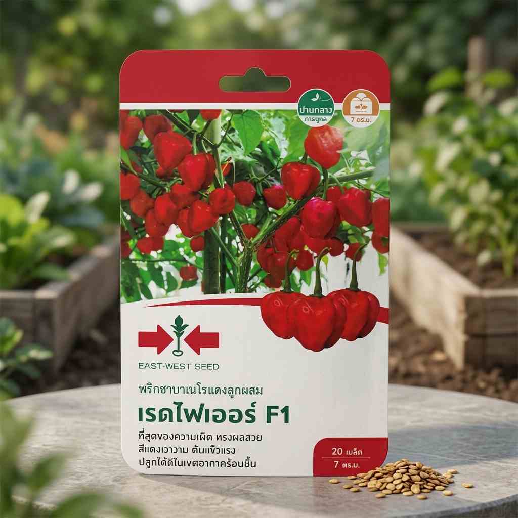 Habanero Red Fire F1 Hybrid - 20 Seeds - East West Seed - Thai