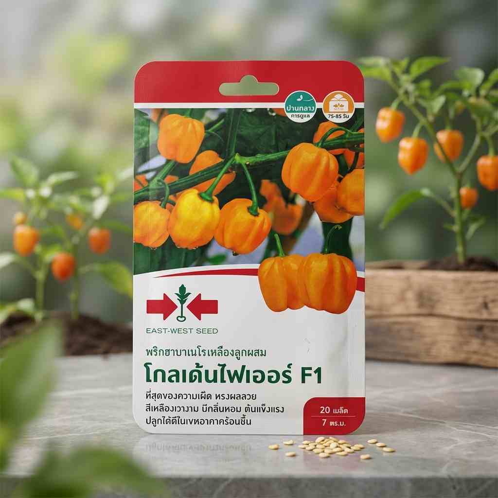 Yellow Habanero Golden Fire F1 Hybrid - 20 Seeds - East West Seed - Thai
