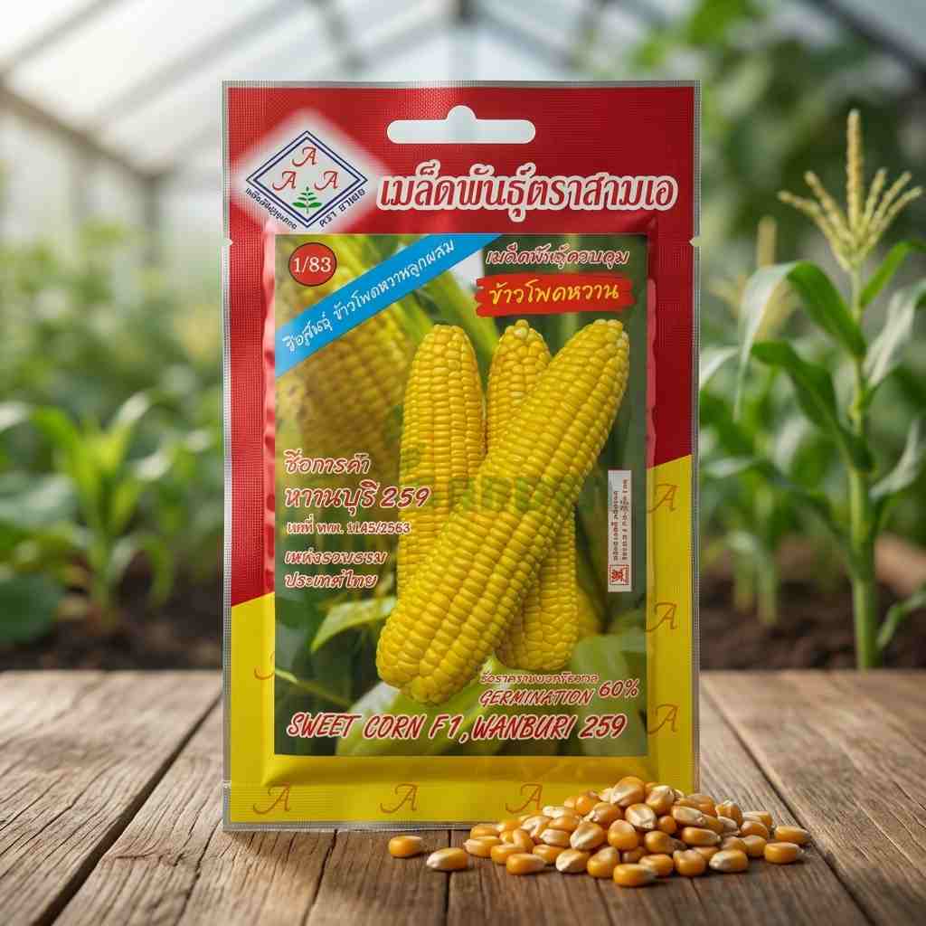 Sweet Corn F1 Wanburi 259 - 08 gram Seeds - AAA - Thai