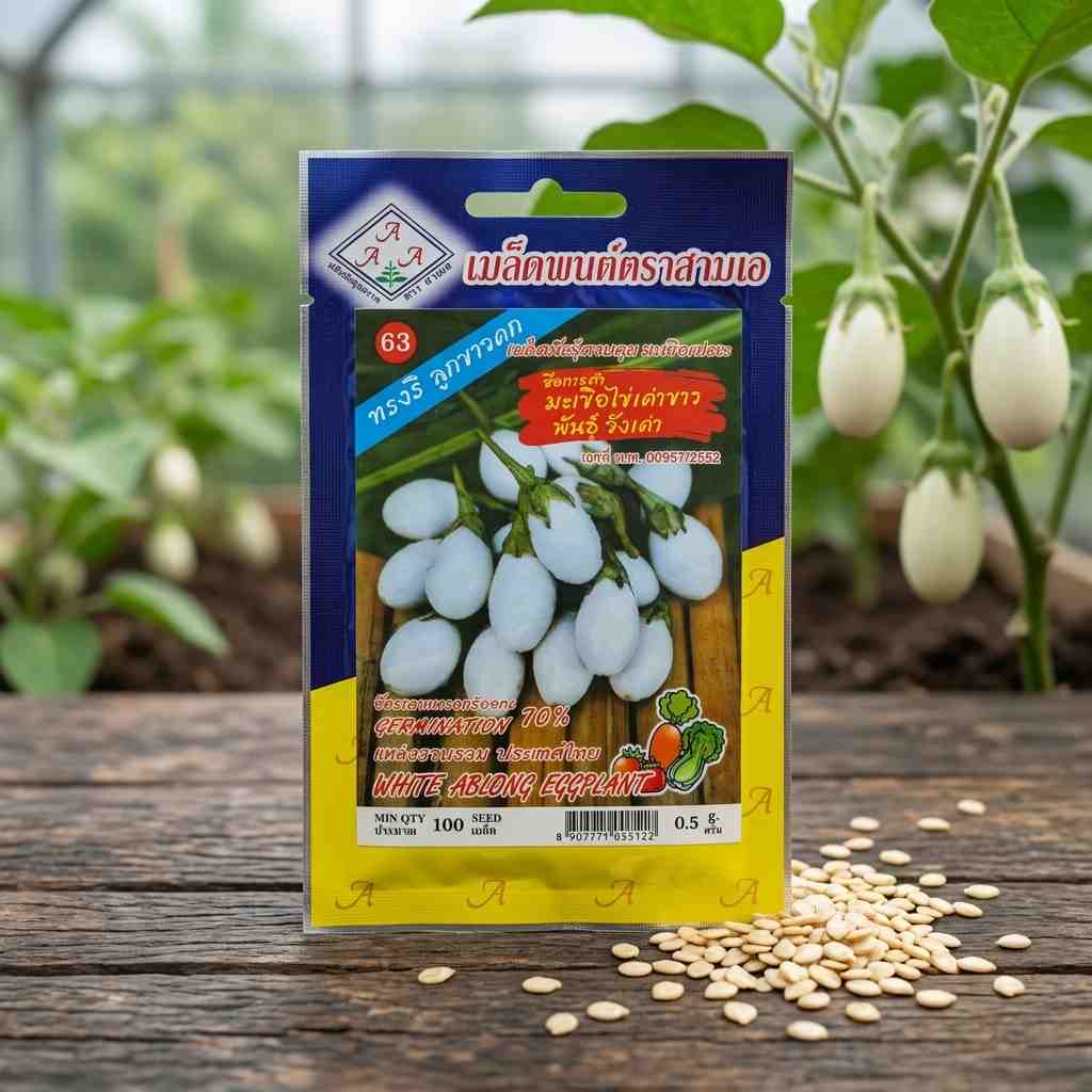 White Ablong Eggplant - 100 Seeds - AAA - Thai